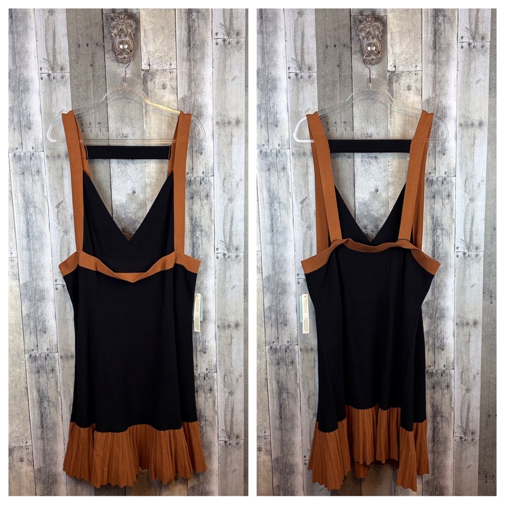 NWT Anthropologie Colorblock Mini Knit Dress in Black Brown Combo Size 2X Plus. - Picture 10 of 16